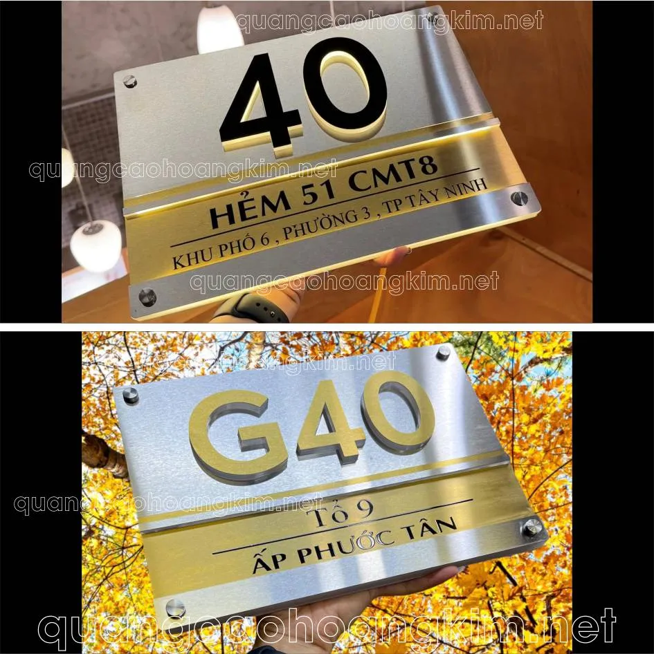 Mẫu biển số nhà hình học độc đáo, vật liệu kim loại hiện đại