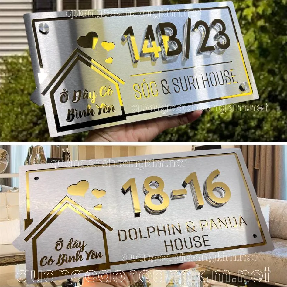 Mẫu biển số nhà với chữ số lớn, vật liệu nhôm đúc hoặc đồng đúc
