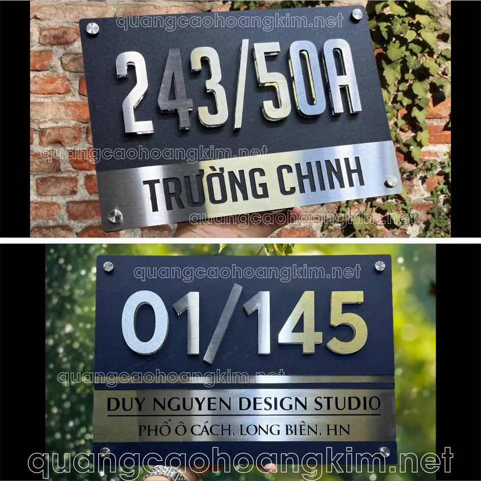 Biển số nhà làm bằng gỗ, phù hợp với kiến trúc nhà vườn, biệt thự