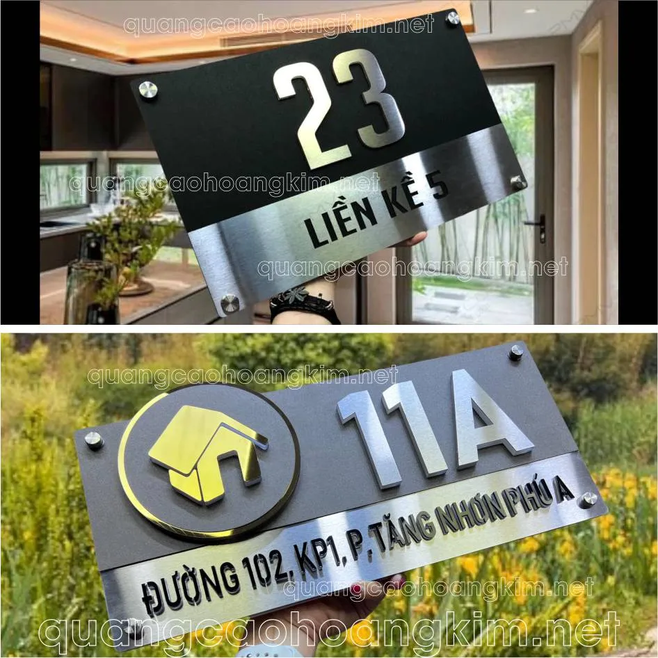 Biển số nhà nền đen chữ trắng, chất liệu mica in UV, giá cả phải chăng