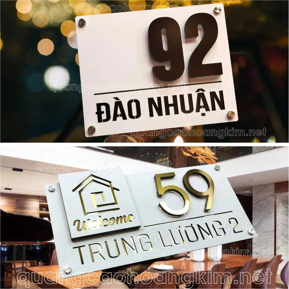 Mẫu biển số nhà inox dập nổi 3D, tạo hiệu ứng chiều sâu cao cấp