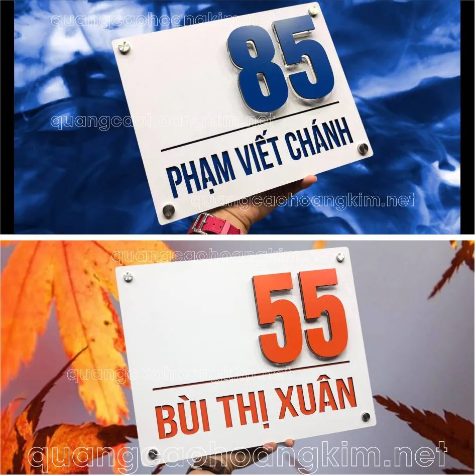 Biển số nhà kiểu dáng hình thoi, vật liệu inox ăn mòn