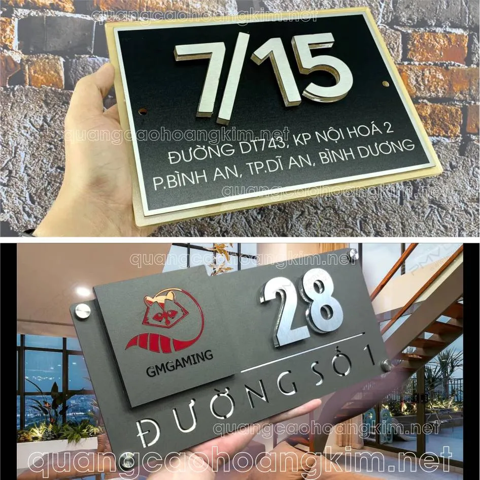 Mẫu biển số nhà bằng đá tự nhiên, thiết kế đơn giản nhưng vững chắc