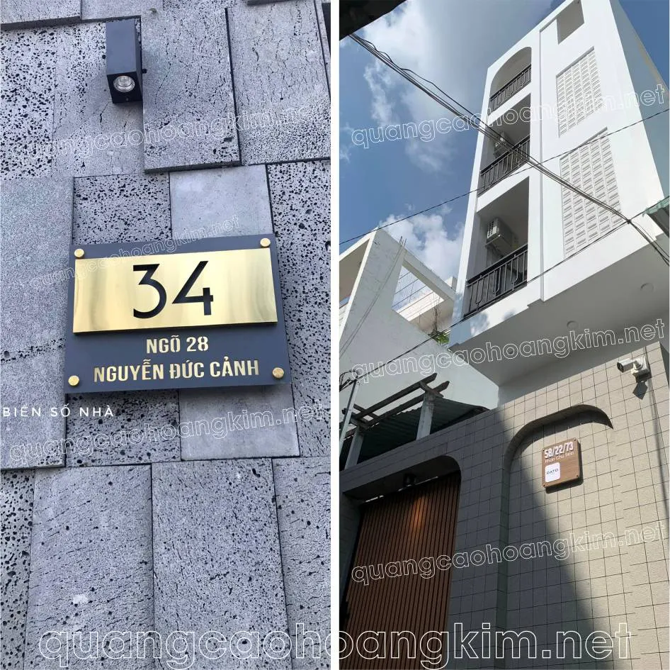 Một mẫu biển số nhà bằng đá khắc chữ nổi kim loại, tạo nên sự khác biệt và đẳng cấp