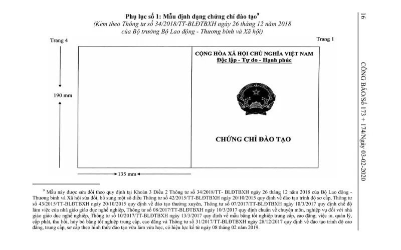 mẫu chứng chỉ xe nâng mặt sau