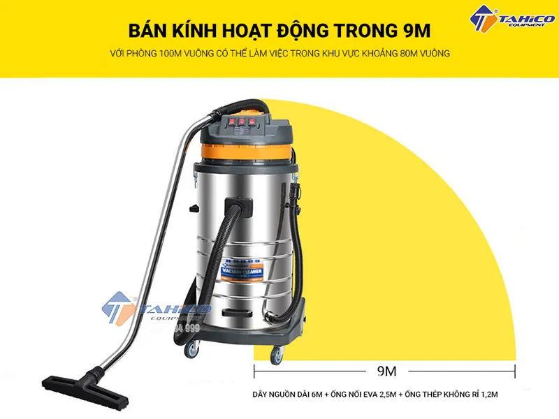 Đầu máy hút bụi công nghiệp Kokoro T585-3 với các công tắc điều khiển motor