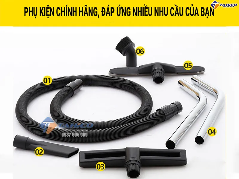 Toàn cảnh các loại phụ kiện đi kèm khi mua máy hút bụi Kokoro T585-3 80 lít