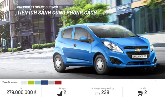 Hình ảnh mẫu xe bán tải Chevrolet 2 chỗ Spark Duo màu trắng