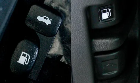 Người lái đang thực hiện thao tác mở nắp bình xăng xe ô tô