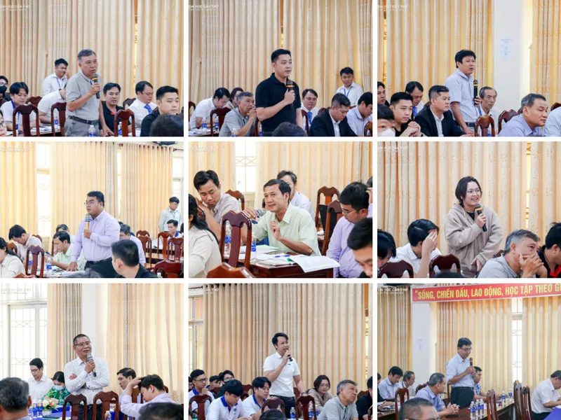 Đại diện các đơn vị sử dụng lao động và cựu sinh viên chia sẻ và đóng góp ý kiến xây dựng chương trình đào tạo