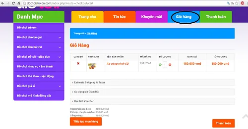 Xác nhận giỏ hàng và kiểm soát chi tiết mặt hàng trước khi thanh toán