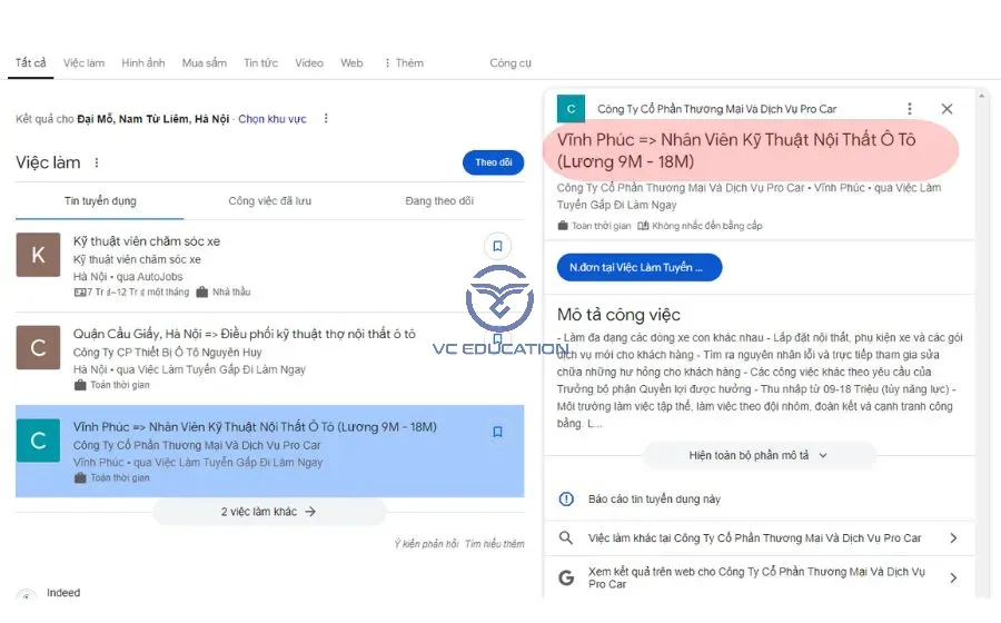Phân tích mức thu nhập trung bình của nghề nội thất ô tô