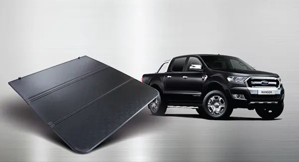 Nắp thùng 3 tấm mở gấp sát cabin xe bán tải