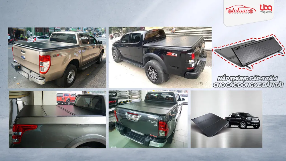Nắp thùng gấp 3 tấm cho các dòng xe bán tải