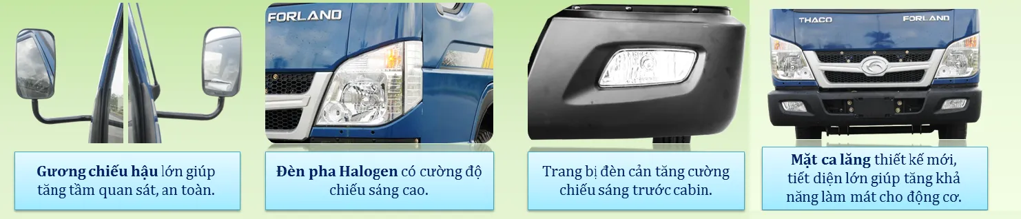 Thiết kế ngoại thất hiện đại của xe ben 2 5 tấn Thaco New Forland FD250 E4