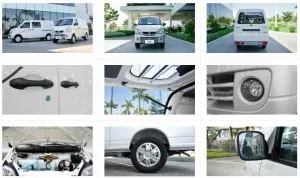 Ngoại thất xe tải van Thaco 5 chỗ màu trắng