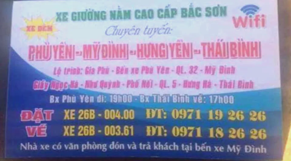 Nhà xe Bắc Sơn vận hành xe giường nằm cao cấp từ Sơn La qua Phú Thọ đến Thái Bình