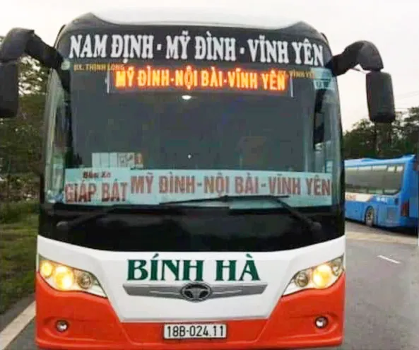 Xe khách Bình Hà biển số 18B 024.11 tuyến Hải Hậu Vĩnh Phúc