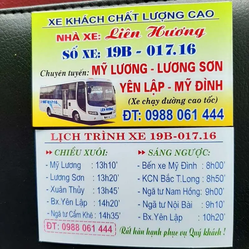 Nhà xe Liền Hương chạy tuyến Yên Lập - Mỹ Đình - Hà Nội qua cao tốc Nội Bài Lào Cai
