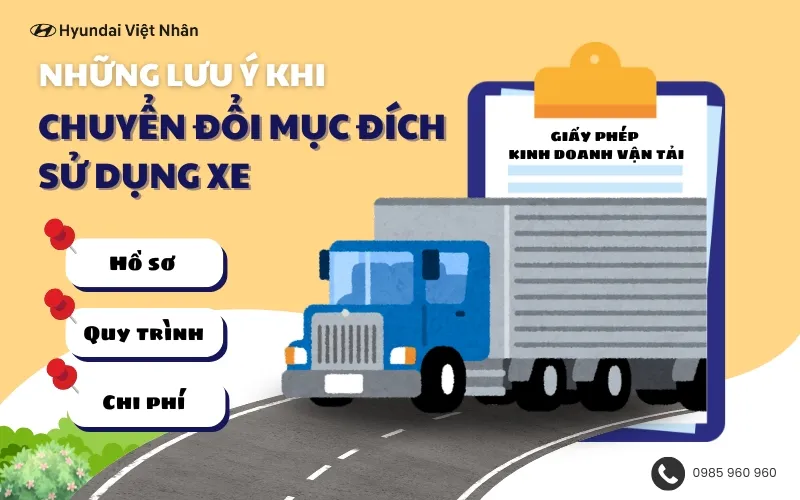 Những lưu ý khi chuyển đổi mục đích sử dụng xe