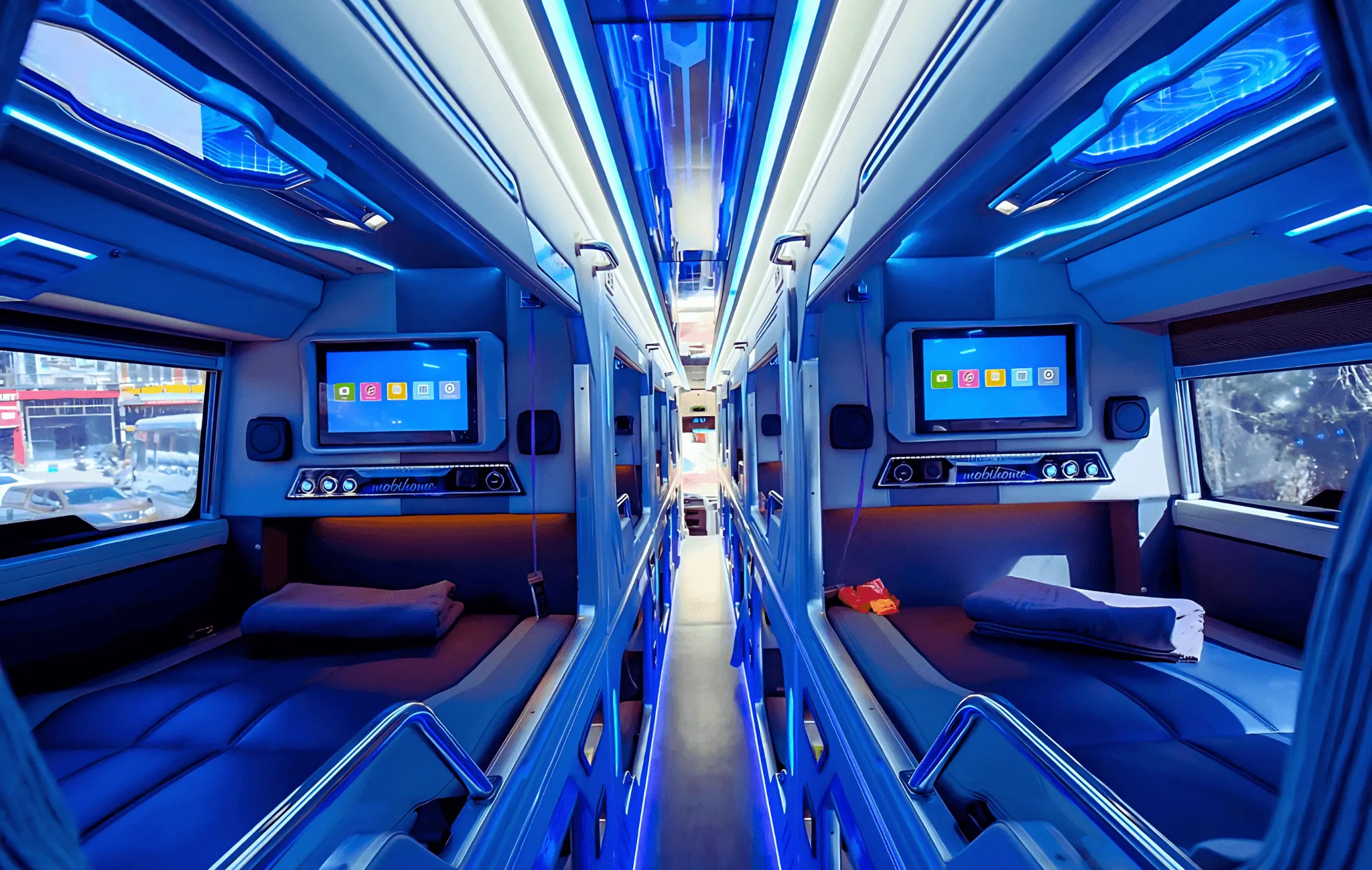 Noi that phong cabin doi VIP sang trong cua nha xe Queen Cafe Bus