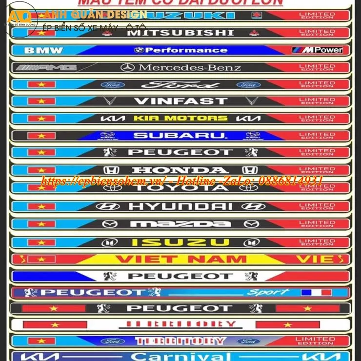 Tem Ốp Biển Số Châu Âu cho ô tô