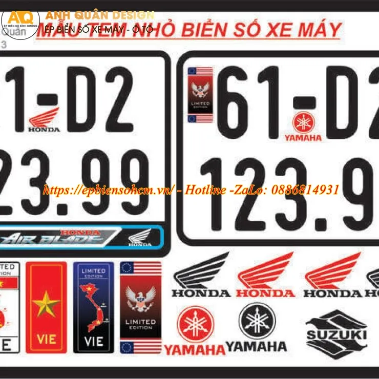 Tem Ốp Biển Số Châu Âu cho xe máy