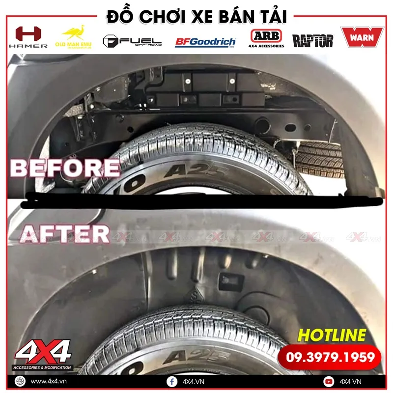 Ốp lồng vè xe bán tải được sử dụng nhiều khi xe phải đi mưa hoặc offroad vùng nhiều bùn đất