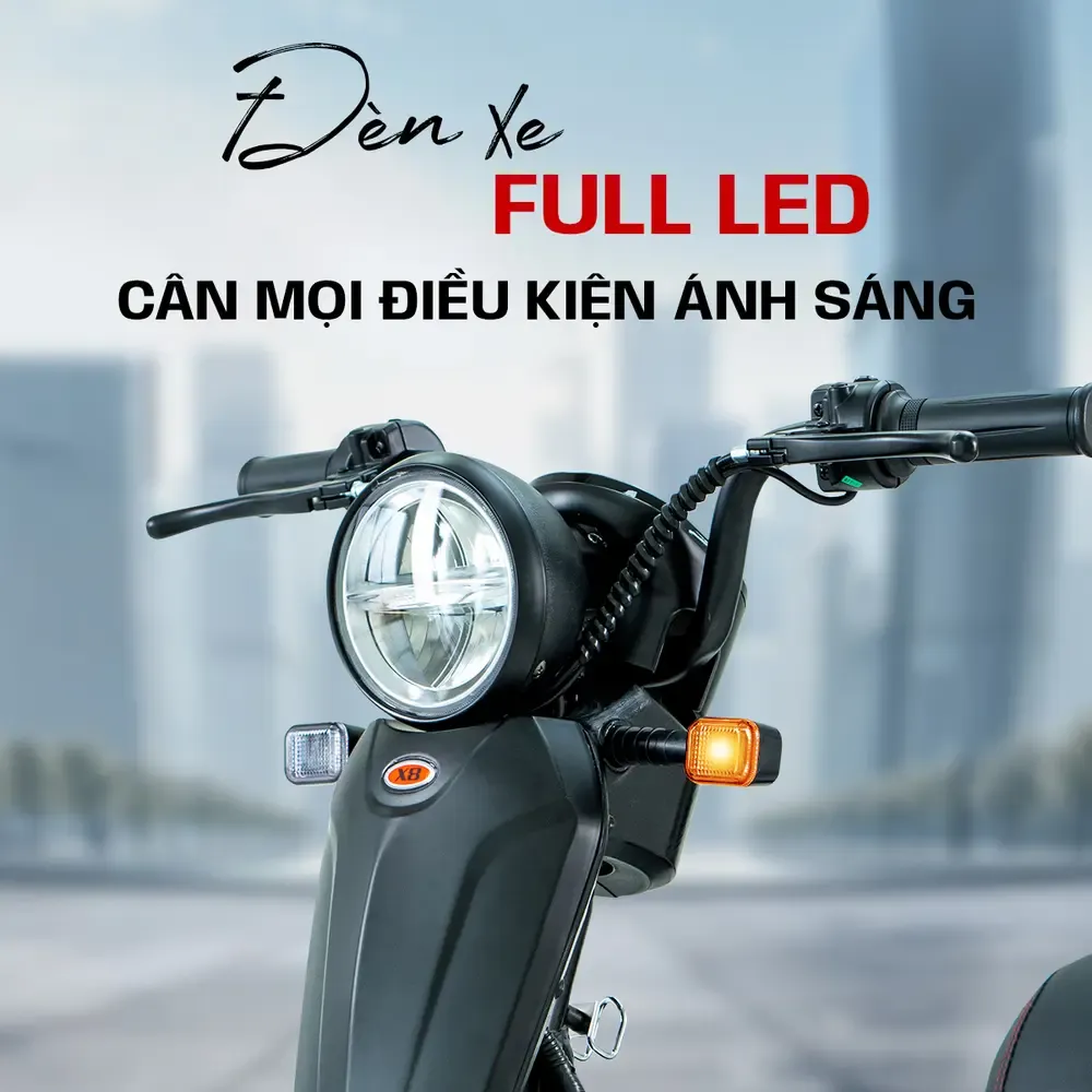 OSAKAR X8 Ä‘Æ°á»£c trang bá»‹ há»‡ thá»‘ng Ä‘Ã¨n full LED, giÃºp chiáº¿u sÃ¡ng rÃµ rÃ ng khi di chuyá»ƒn vÃ và ban Ä‘Ãªm