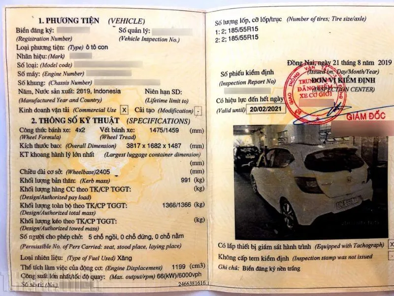 Sổ đăng kiểm xe ô tô