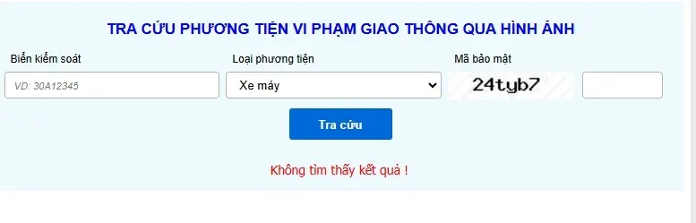 Kết quả hiển thị khi csgt.vn tra cứu biển số xe thành công