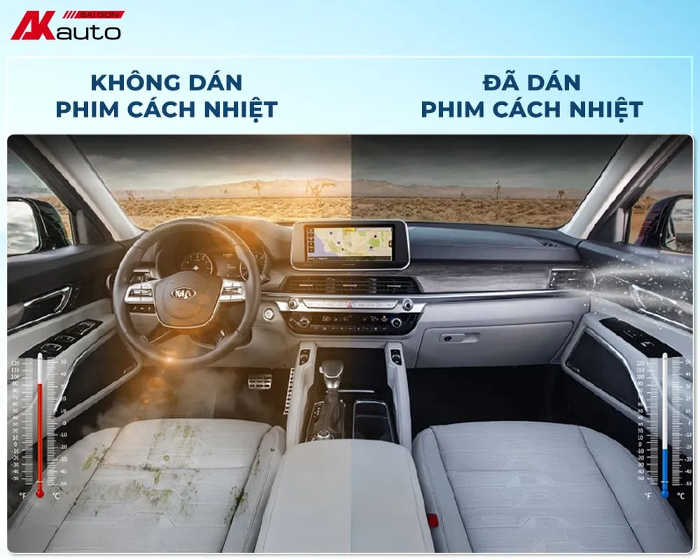 Phim cách nhiệt giúp giảm nhiệt độ khoang lái