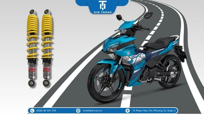 Bộ phận giảm xóc phuộc xe Exciter giúp triệt tiêu rung động và bảo vệ khung sườn