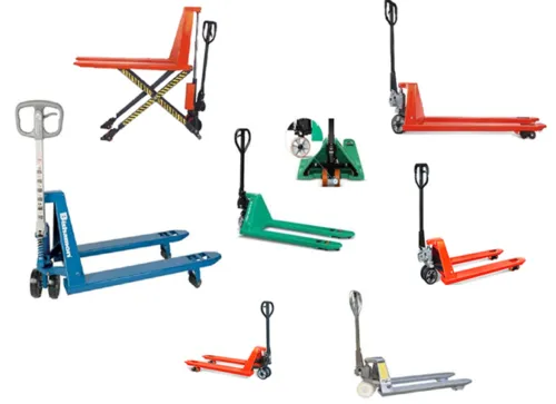 Các loại xe nâng tay đang được sửa chữa tại xưởng