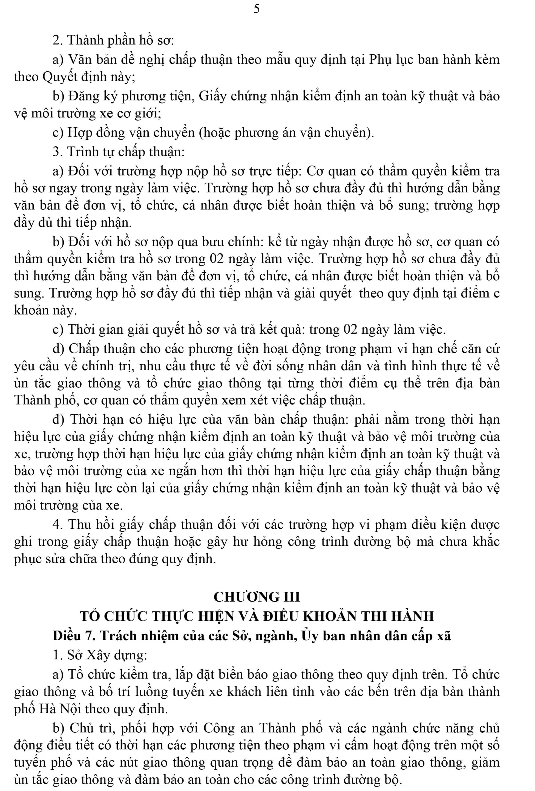 Quyết định hoạt động giao thông đường bộ năm 2026 và giấy phép vào phố cấm Hà Nội - trang 5