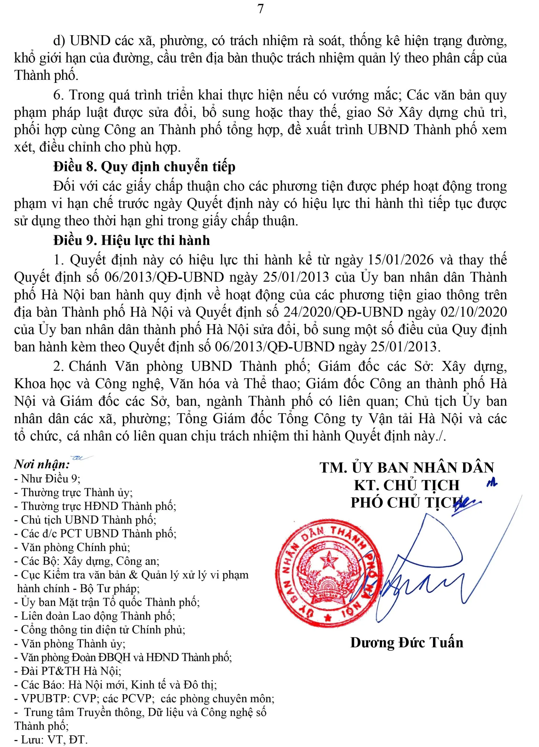 Quyết định hoạt động giao thông đường bộ năm 2026 và giấy phép vào phố cấm Hà Nội - trang 7