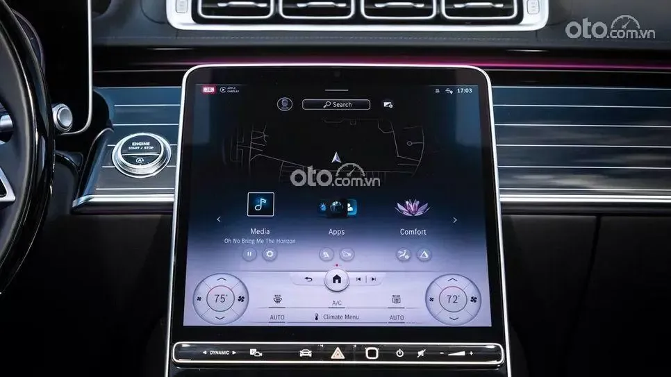 Màn hình trung tâm xe Mercedes Maybach S450.