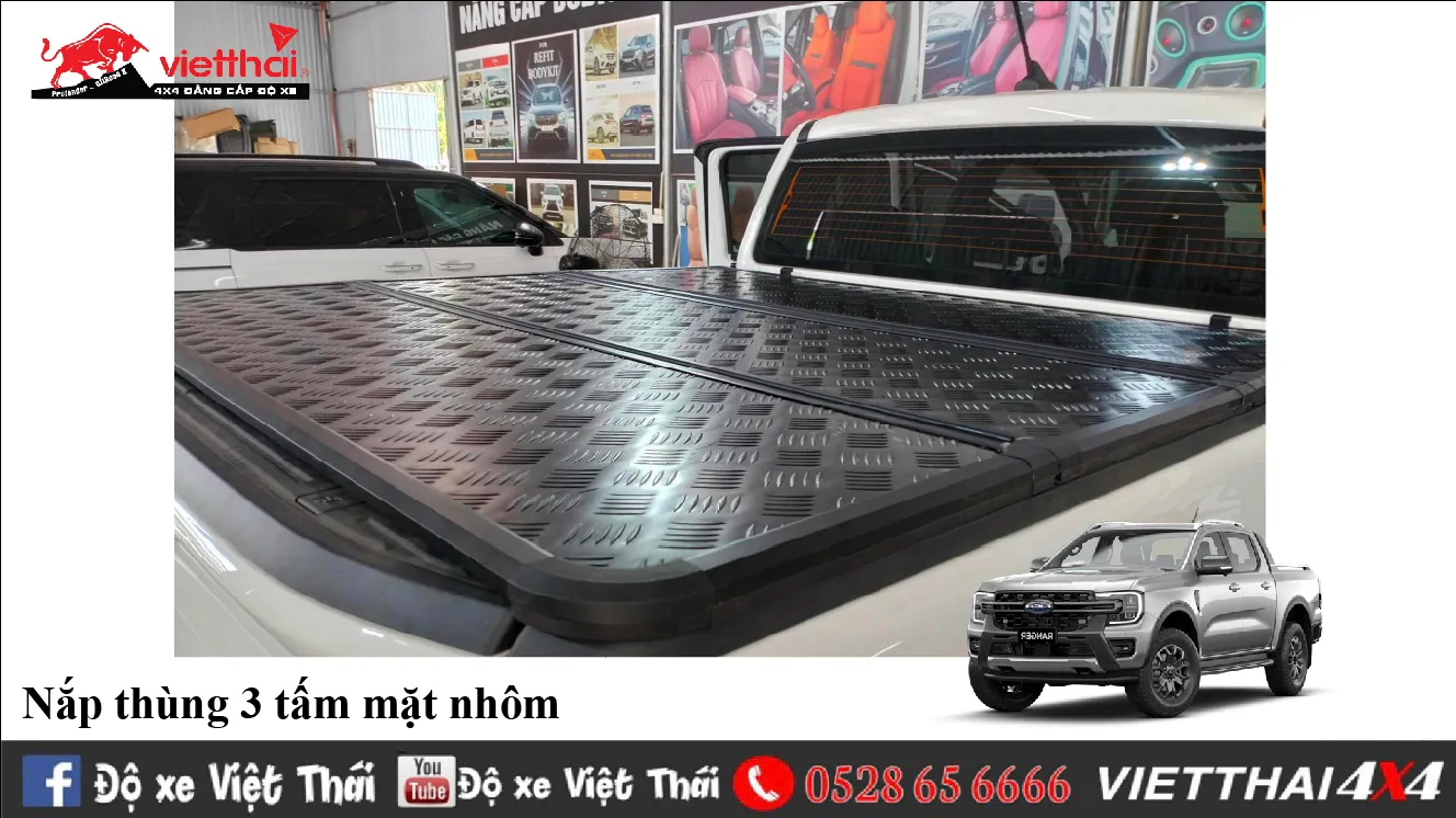 Lắp đặt nắp thùng 3 tấm nhôm trên xe bán tải