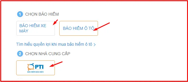 Truy cập web Thế Giới Di Động và chọn mục Bảo hiểm xe máy