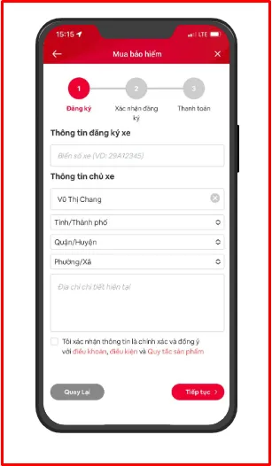 Nhập thông tin mua bảo hiểm