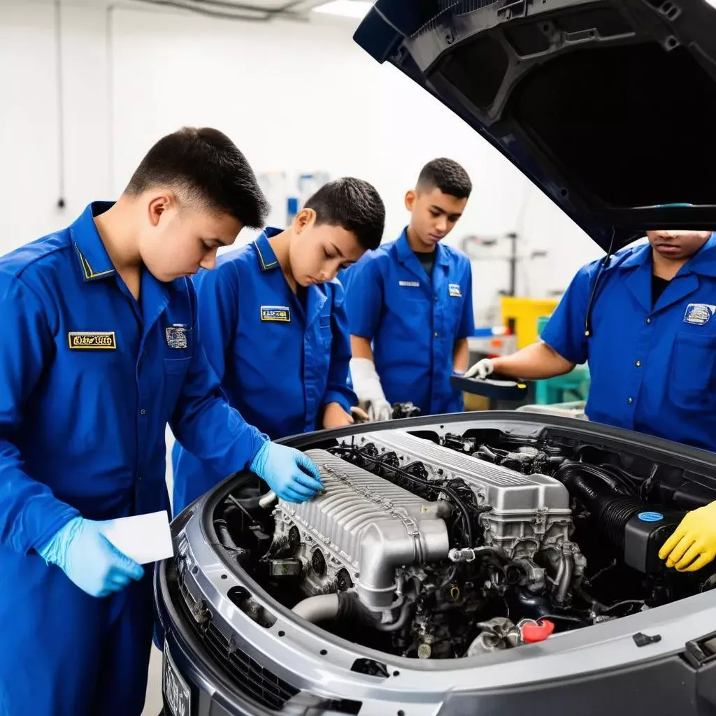 Thực hành sửa chữa ô tô của sinh viên Đại học Cần Thơ