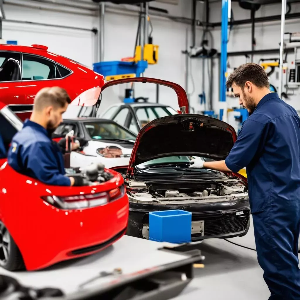 Sinh viên thực hành sửa chữa và bảo dưỡng các hệ thống xe hơi hiện đại thuộc công nghệ ô tô cao đẳng nghề cần thơ