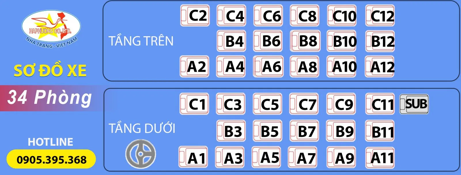 Sơ đồ xe 34 phòng Sài Gòn Phan Thiết