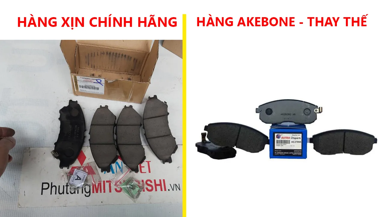 So sánh má phanh Mitsubishi hàng xịn và hàng thay thế