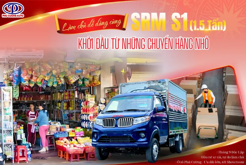 mẫu xe tải nhỏ SRM S1 1.5 tấn dễ dàng di chuyển trong phố