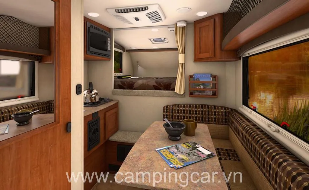 Tổng quan nội thất Truck Camper TC 650, minh họa không gian sống tiện nghi và hiện đại