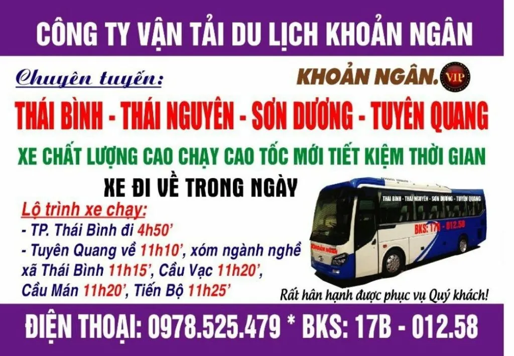 Nhà xe Khoản Ngân Thái Bình Tuyên Quang