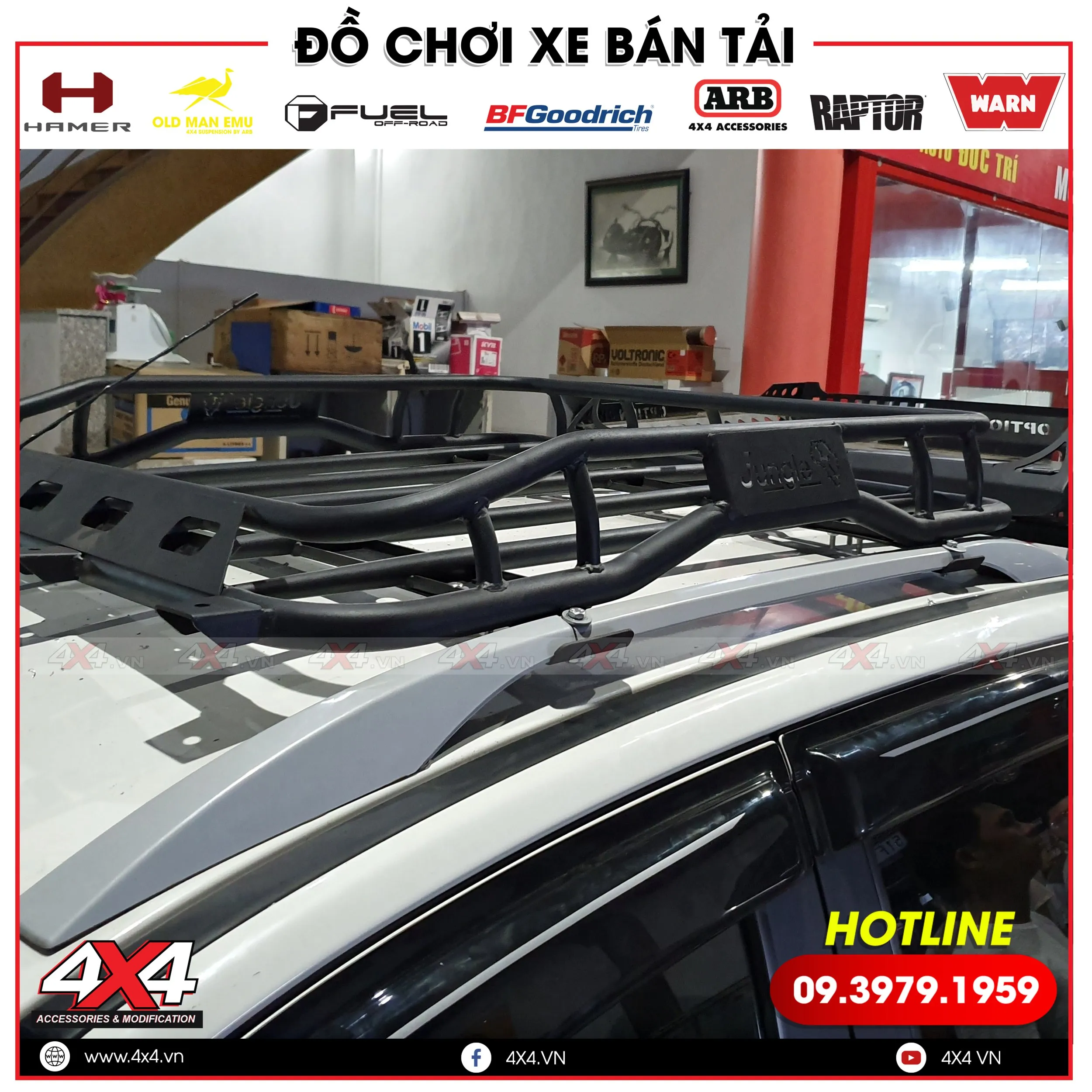 Thanh giá nóc dán độ cho xe bán tải Ford Ranger