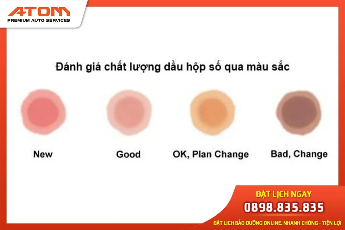 Màu sắc của dầu là cách nhận biết chính xác thời điểm cần thay dầu hộp số cho xe ô tô