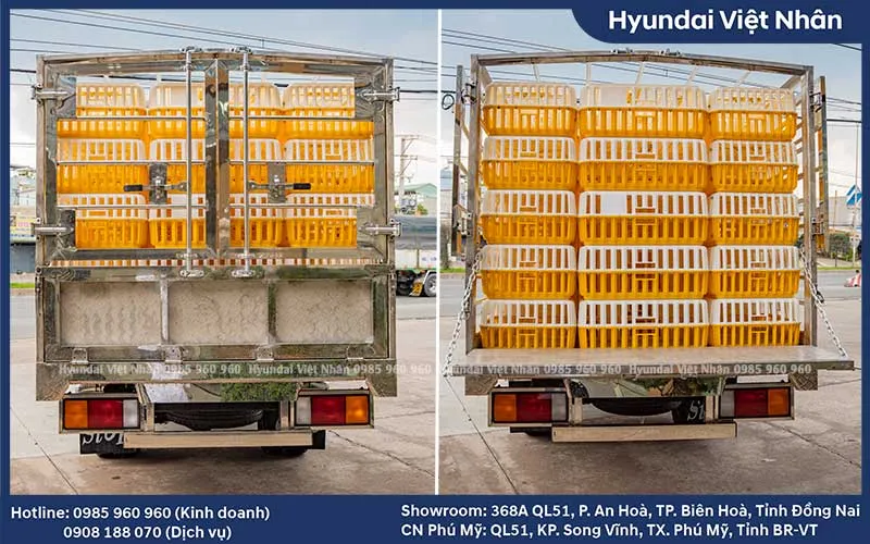 Thiết kế bửng và cửa mở 2 cánh thùng gia cầm